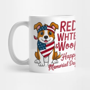 Red ,White and woof Happy Memorial day | Dog lover gifts Mug
